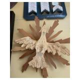 Framed Cross Pendant - Oval Wall Plaques - Sunburst Wood Decor - 3M Claw Hanger Kit (Lot of 5)