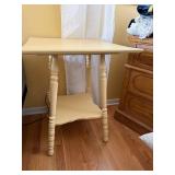 Butter Yellow Cream-Painted Twisted-Leg End Table with Lower Shelf