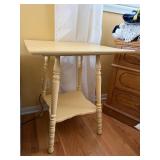 Butter Yellow Cream-Painted Twisted-Leg End Table with Lower Shelf
