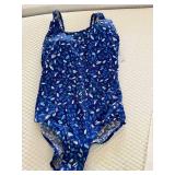 New with Tags L.L.Bean Sunsmart UPF 50+ One-Piece Swimsuit - Cobalt Petal Print, Size 16 Long