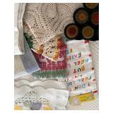 Textile Lot: Doilies, Napkins, Tablecloths, Round Placemats & Coasters