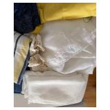 Assorted Vintage Linen & Fabric Lot - Embroidered Cloths, Lace, Napkins, Stripes
