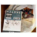 Winsor & Newton Cotman Watercolour 15-color Set with Blick Sketchboo, Pencil Kit, and Various Craft Supplies in Bins