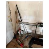 Scotts Elite Spreader + Garden Tools Lot - Rakes, Shovel, Hoe