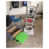 Stair-Climbing Hand Truck w/ Motor - Aluminum Frame; Wood Platform Dolly; Green Stool (Lot of 3)