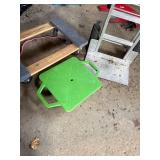 Stair-Climbing Hand Truck w/ Motor - Aluminum Frame; Wood Platform Dolly; Green Stool (Lot of 3)
