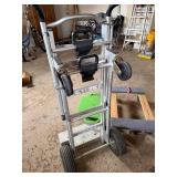 Stair-Climbing Hand Truck w/ Motor - Aluminum Frame; Wood Platform Dolly; Green Stool (Lot of 3)