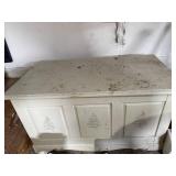 White Painted Cedar Hope Chest with Fern Panel Front - Cedar-Lined Interior
