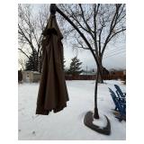 Brown Cantilever Patio Umbrella with Weighted Base for Outdoor Shade