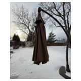 Brown Cantilever Patio Umbrella with Weighted Base for Outdoor Shade