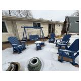 Blue Outdoor Wooden Patio Swing Set with Adirondack Chairs - 6-Piece Set