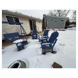 Blue Outdoor Wooden Patio Swing Set with Adirondack Chairs - 6-Piece Set