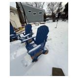 Blue Outdoor Wooden Patio Swing Set with Adirondack Chairs - 6-Piece Set