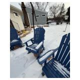Blue Outdoor Wooden Patio Swing Set with Adirondack Chairs - 6-Piece Set