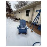 Blue Outdoor Wooden Patio Swing Set with Adirondack Chairs - 6-Piece Set