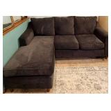 Dark Gray L-Shaped Sectional Sofa with Chaise & Cushions - Fabric Upholstery