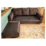 Dark Gray L-Shaped Sectional Sofa with Chaise & Cushions - Fabric Upholstery