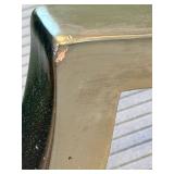 Pair of Ashley Furniture Round-Back Armchairs - Black Wood Frames & Blue Striped Upholstery