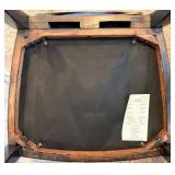 Pair of Ashley Furniture Round-Back Armchairs - Black Wood Frames & Blue Striped Upholstery