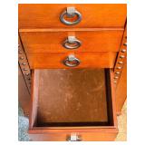 Vintage Jewelry Armoire Tall Chest - Riveted Trim & Ring Pulls, Mirror Lid