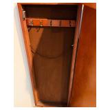 Vintage Jewelry Armoire Tall Chest - Riveted Trim & Ring Pulls, Mirror Lid