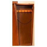 Vintage Jewelry Armoire Tall Chest - Riveted Trim & Ring Pulls, Mirror Lid