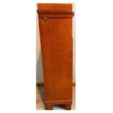 Vintage Jewelry Armoire Tall Chest - Riveted Trim & Ring Pulls, Mirror Lid