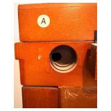 Vintage Jewelry Armoire Tall Chest - Riveted Trim & Ring Pulls, Mirror Lid