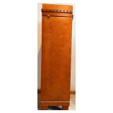 Vintage Jewelry Armoire Tall Chest - Riveted Trim & Ring Pulls, Mirror Lid