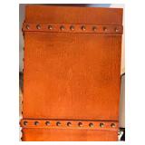 Vintage Jewelry Armoire Tall Chest - Riveted Trim & Ring Pulls, Mirror Lid