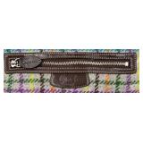 Coach Plaid Tote Bag with Leather Handles & Purple Interior