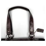 Coach Plaid Tote Bag with Leather Handles & Purple Interior