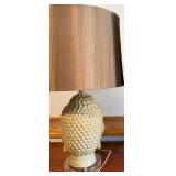 Buddha Head Table Lamp - Ceramic Bust with Brown Drum Shade (matches lot 6)