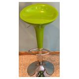 Lime Green Bar/Salon Stool - Chrome Pedestal Base, Gas Lift Adjustable Height, Swivel