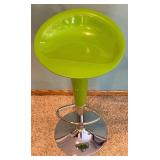 Lime Green Bar/Salon Stool - Chrome Pedestal Base, Gas Lift Adjustable Height, Swivel