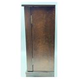 Dark Wood Jewelry Armoire with Grid Pane Front & Mirror Lid