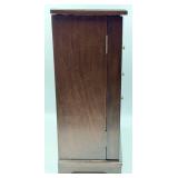 Dark Wood Jewelry Armoire with Grid Pane Front & Mirror Lid