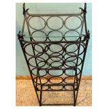 Wrought Iron Wine Rack with Glass Shelfs