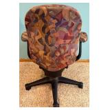 Office Chair - Colorful Abstract Fabric, 5-Star Base, Armrests, Height Adjustable
