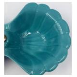 Mid Century California US #40 Shell-Shaped Ceramic Candy Dishes with Ring Handles, Peach & Blue Aqua with additional Rookwood Pottery CP-170-USA 10 Mint Green Pot/Vase