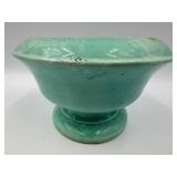 Mid Century California US #40 Shell-Shaped Ceramic Candy Dishes with Ring Handles, Peach & Blue Aqua with additional Rookwood Pottery CP-170-USA 10 Mint Green Pot/Vase