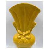 Shawnee Bow Vase & McCoy 685 Bowl & McCoy Greenish Yellow Bowl & Artist-Signed Tall Pottery Vase (Lot of 4)