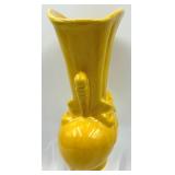 Shawnee Bow Vase & McCoy 685 Bowl & McCoy Greenish Yellow Bowl & Artist-Signed Tall Pottery Vase (Lot of 4)