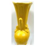 Shawnee Bow Vase & McCoy 685 Bowl & McCoy Greenish Yellow Bowl & Artist-Signed Tall Pottery Vase (Lot of 4)