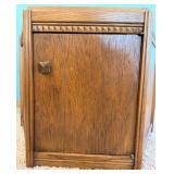 Oak Corner Cabinet - Hexagon Top With Diamond Carved Band & Square Knob