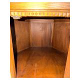 Oak Corner Cabinet - Hexagon Top With Diamond Carved Band & Square Knob
