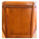 Oak Corner Cabinet - Hexagon Top With Diamond Carved Band & Square Knob