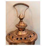 Antique-Style Metal Lantern on Iron Stand & Blue LED Beads Bulbs Inside