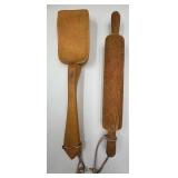 Vintage Wooden Kitchen Utensil Box Set - Spoons, Rolling Pins & Canister