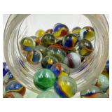 Vintage Perfect Mason Jar with Assorted Vintage Swirl Glass Marbles